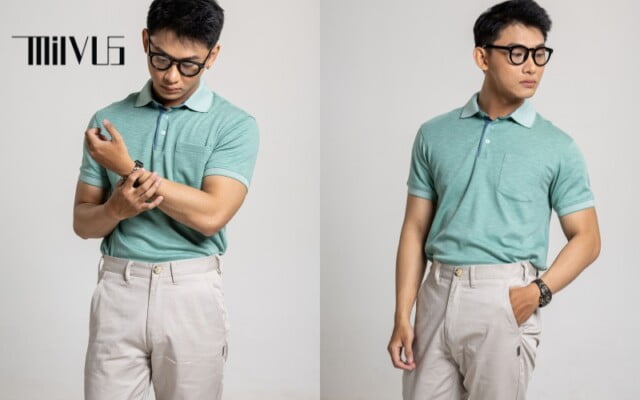 Áo polo có túi được làm từ vải cotton