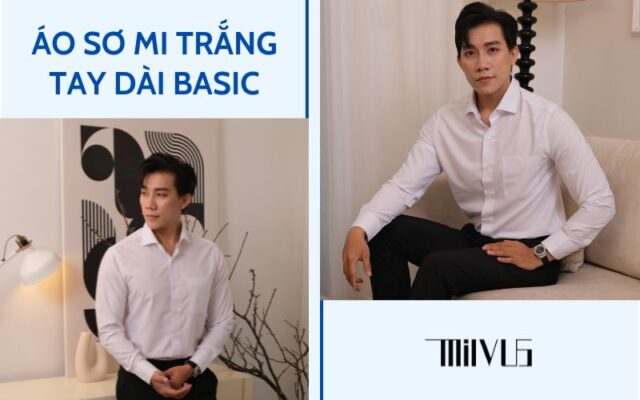 Áo sơ mi trắng tay dài basic mang đến vẻ đẹp cổ điển, đầy thanh lịch. 